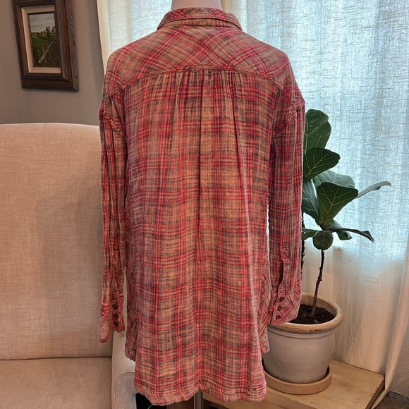 Free People Oversized Plaid side tie tunic - Picture 3 of 9